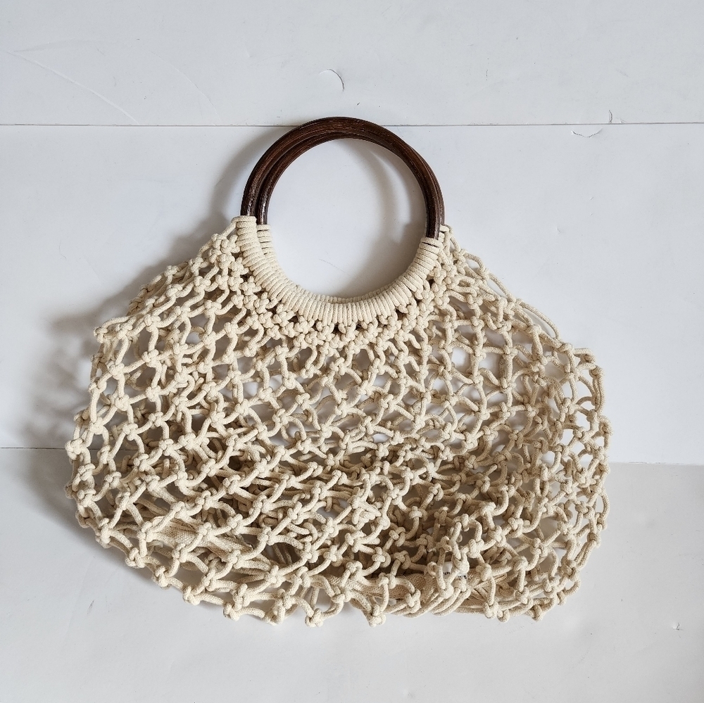 World Market Rattan shopping bag top handle